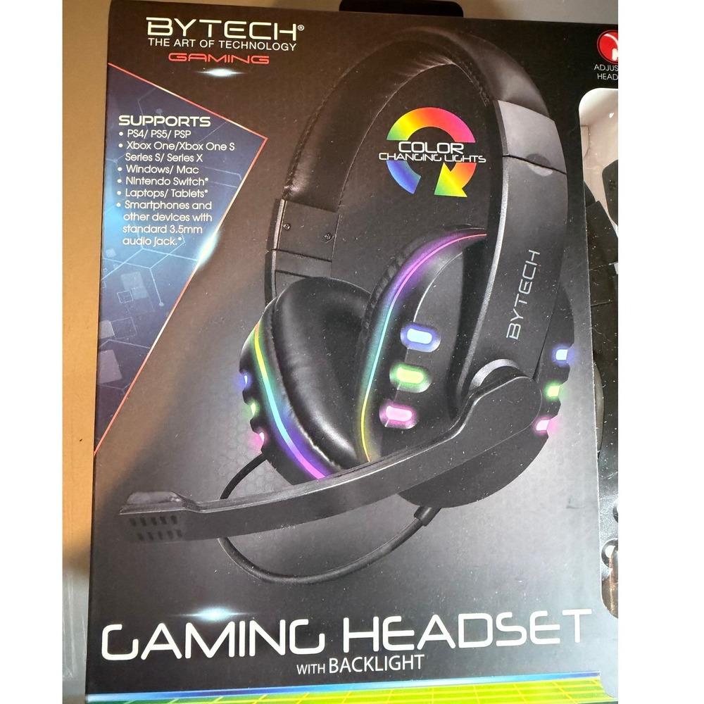 Bytech Wired Gaming Headset with RGB LED Backlight Mic Black 0573 - Picture 7 of 7